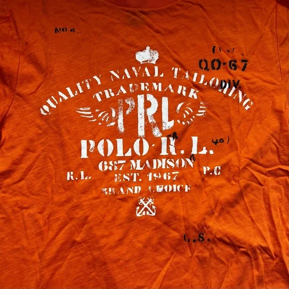 Polo by Ralph Lauren Boys Youth Bright Orange Graphic Tee Size Large 14/16 - Picture 2 of 7